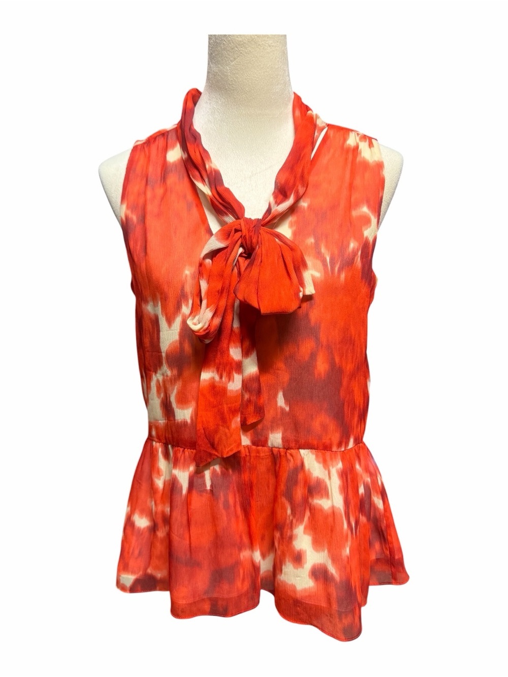 J. CREW Floral print 100% Silk Tank Top Orange Neck Tie